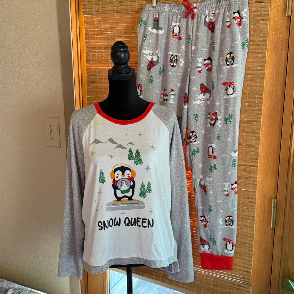Jammies For Families Penguin & Friends "Snow Queen" Pajama Set Cuddl Duds, SZ L